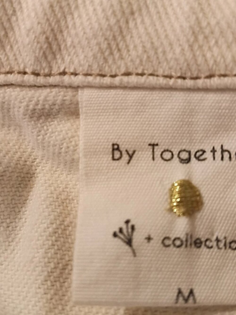 By Together 100% Cotton Cream Utility Jumpsuit Size M Button Front Boilersuit - Picture 5 of 6